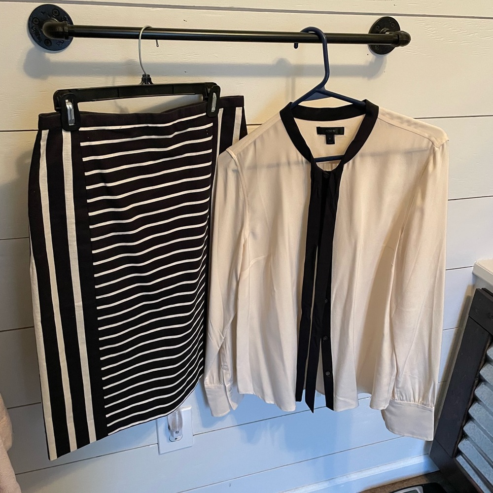 J. Crew number 2 pencil skirt suit set cream and black size 8